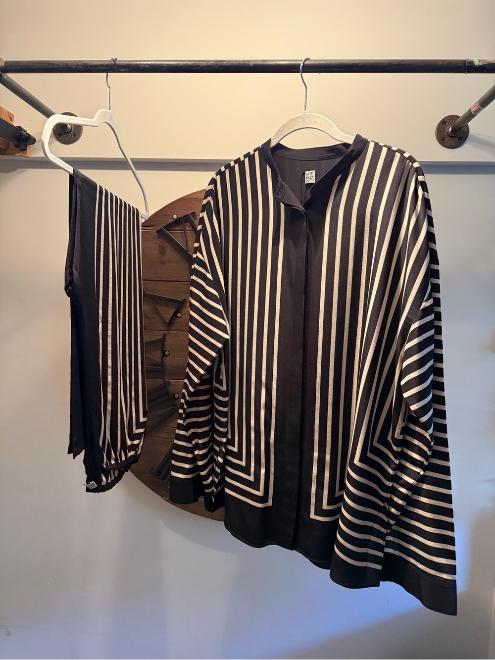 Toteme Women's Black & White Striped Long-Sleeve Shirt